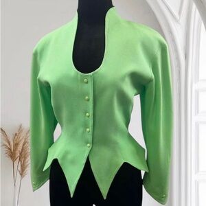 THIERRY MUGLER 1989 GREEN POWER SUIT JACKET (marked Japanese 9 = US 6)